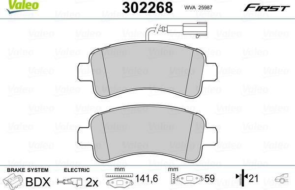 Valeo 302268 - Тормозные колодки, дисковые, комплект parts5.com