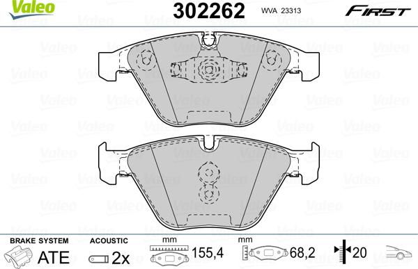 Valeo 302262 - Juego de pastillas de freno parts5.com