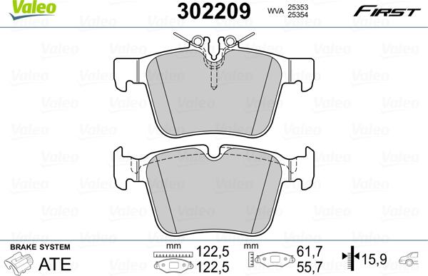 Valeo 302209 - Тормозные колодки, дисковые, комплект parts5.com