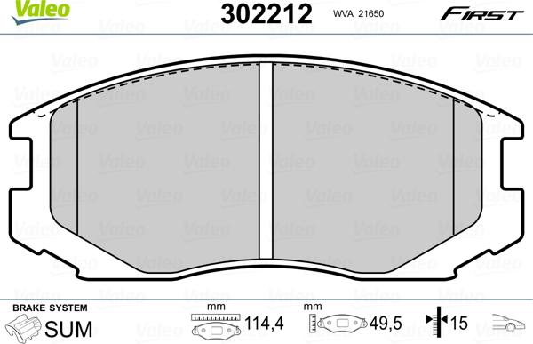 Valeo 302212 - Тормозные колодки, дисковые, комплект parts5.com