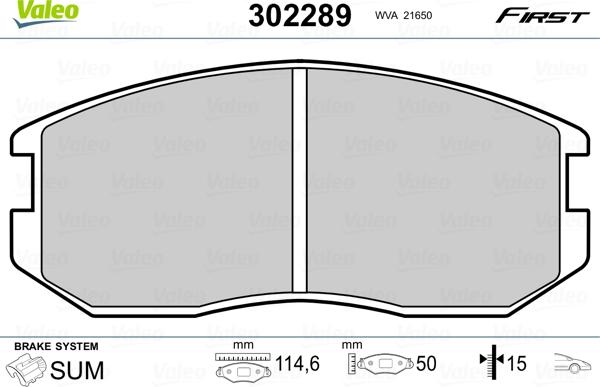 Valeo 302289 - Тормозные колодки, дисковые, комплект parts5.com