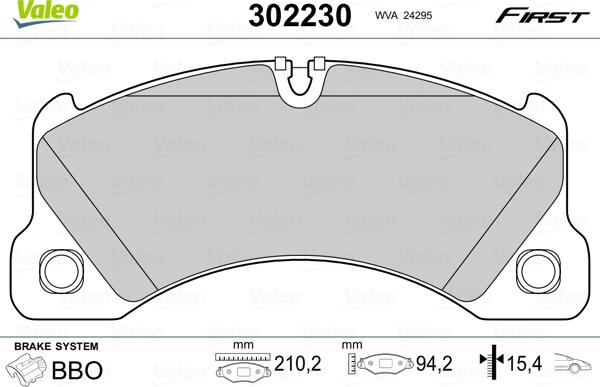 Valeo 302230 - Тормозные колодки, дисковые, комплект parts5.com