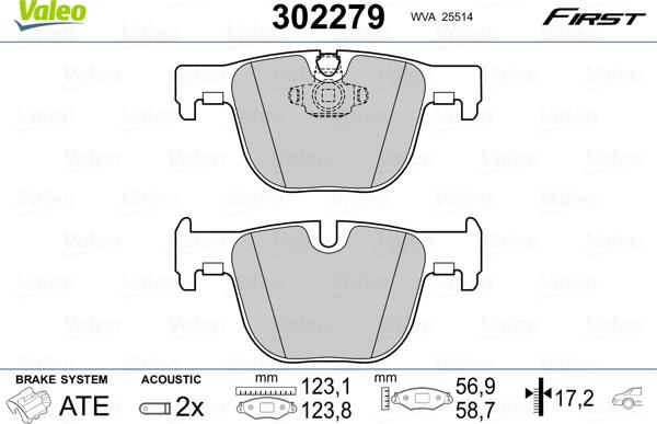 Valeo 302279 - Тормозные колодки, дисковые, комплект parts5.com