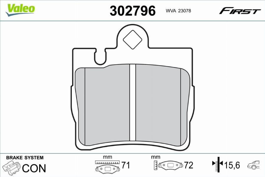 Valeo 302796 - Тормозные колодки, дисковые, комплект parts5.com