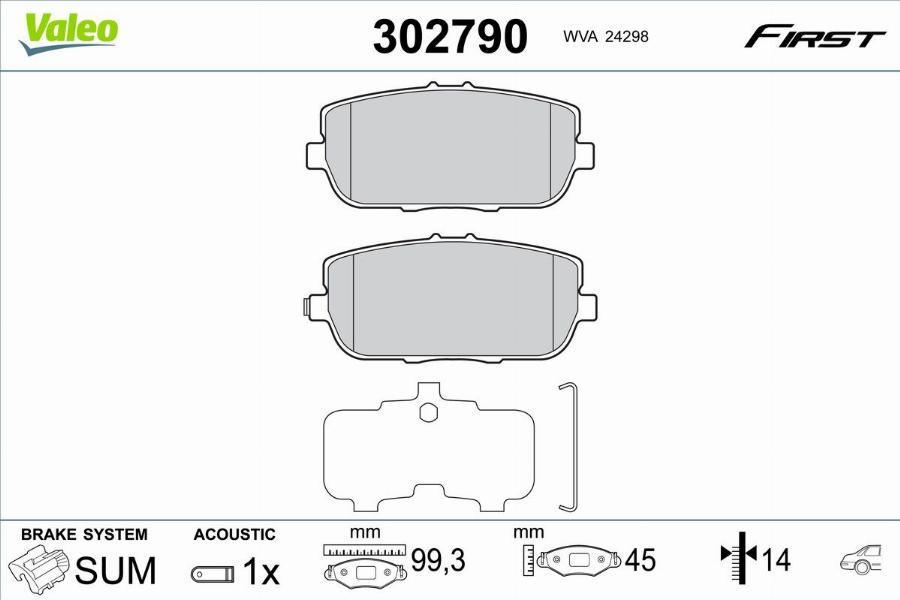 Valeo 302790 - Тормозные колодки, дисковые, комплект parts5.com