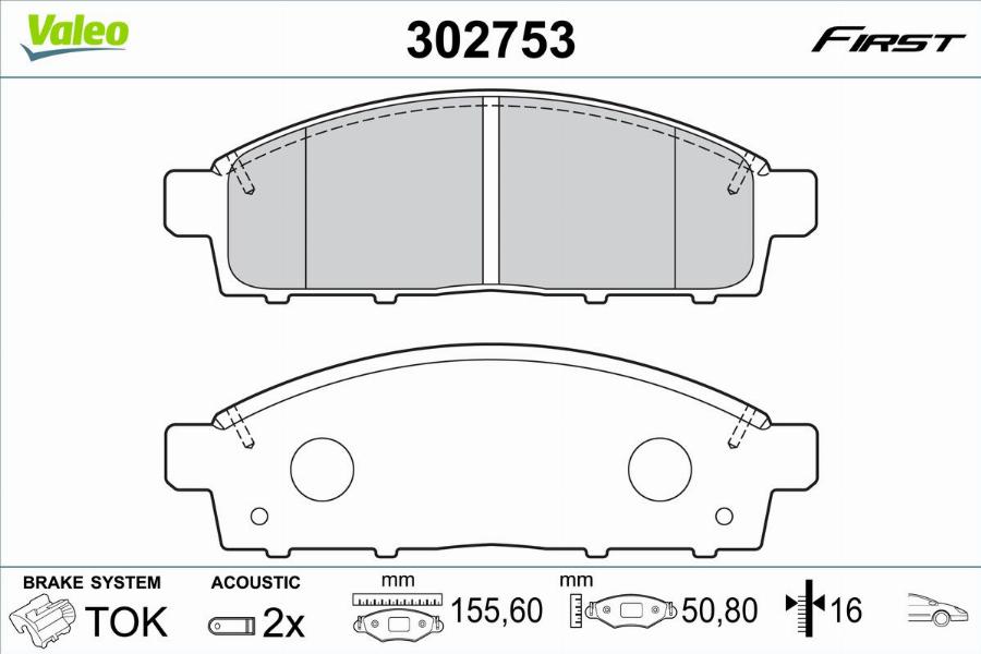 Valeo 302753 - Тормозные колодки, дисковые, комплект parts5.com