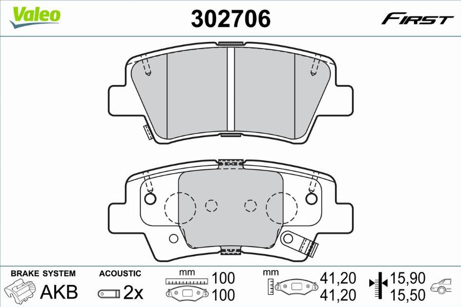 Valeo 302706 - Тормозные колодки, дисковые, комплект parts5.com