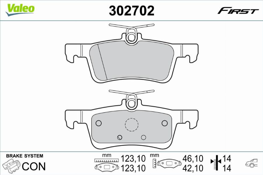 Valeo 302702 - Тормозные колодки, дисковые, комплект parts5.com