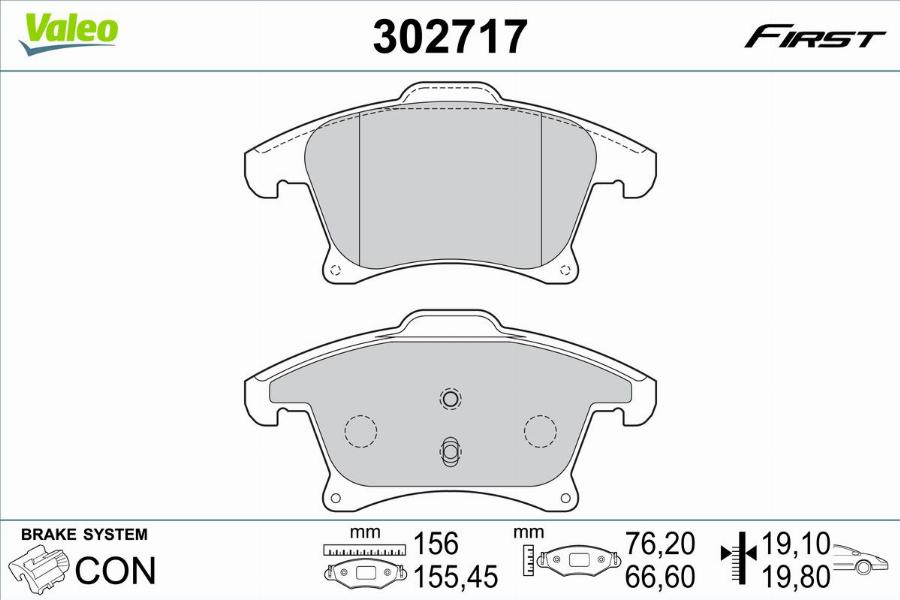 Valeo 302717 - Тормозные колодки, дисковые, комплект parts5.com