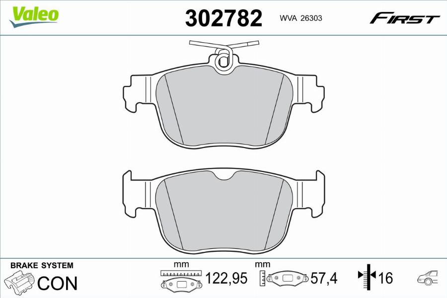 Valeo 302782 - Тормозные колодки, дисковые, комплект parts5.com