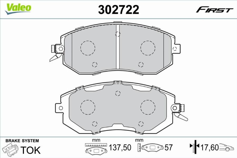 Valeo 302722 - Тормозные колодки, дисковые, комплект parts5.com