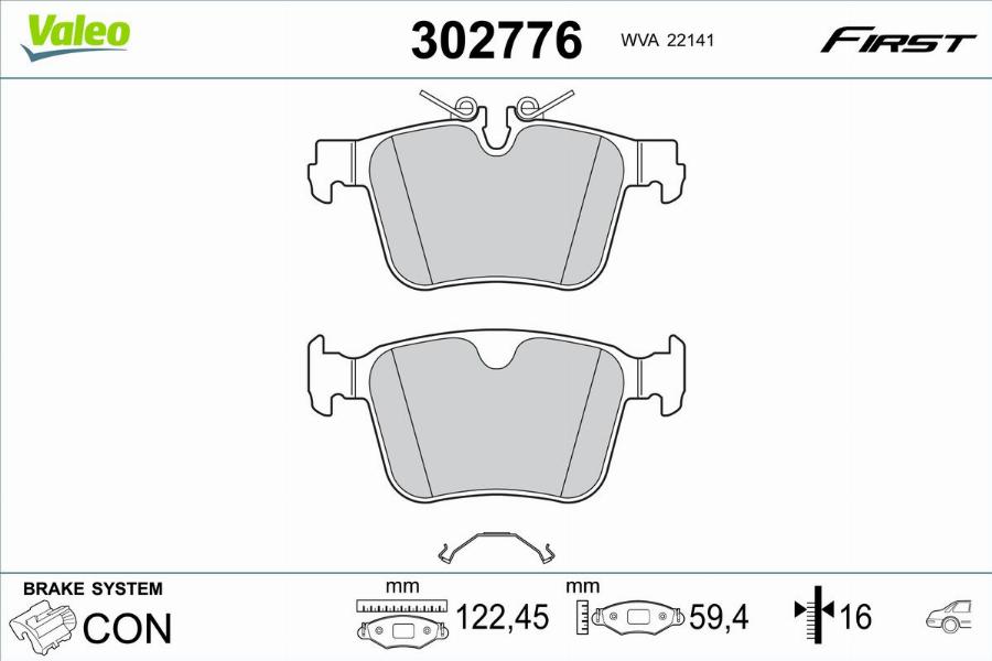 Valeo 302776 - Тормозные колодки, дисковые, комплект parts5.com