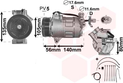 Van Wezel 3700K428 - Compressor, air conditioning parts5.com