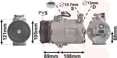 Van Wezel 3700K138 - Компрессор кондиционера parts5.com