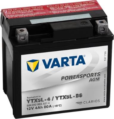 Varta 504012008I314 - Стартерная аккумуляторная батарея, АКБ parts5.com