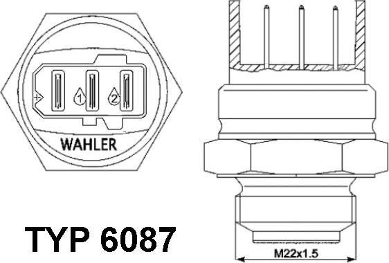 WAHLER 6087.87D - Термовыключатель, вентилятор радиатора / кондиционера parts5.com