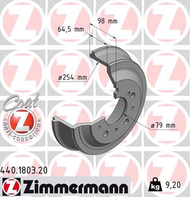 Zimmermann 440.1803.20 - Тормозной барабан parts5.com