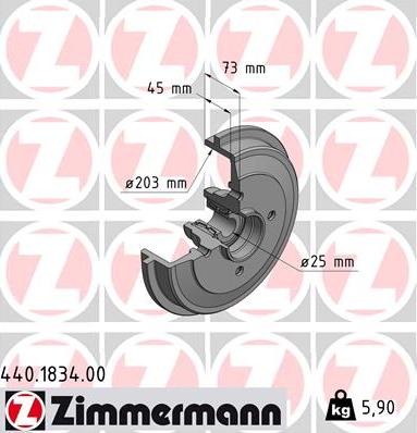 Zimmermann 440.1834.00 - Тормозной барабан parts5.com