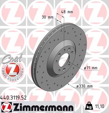 Zimmermann 440.3119.52 - Тормозной диск parts5.com