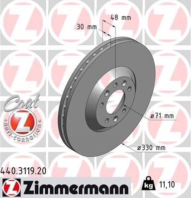 Zimmermann 440.3119.20 - Тормозной диск parts5.com