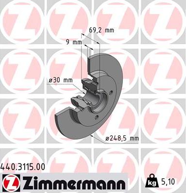 Zimmermann 440.3115.00 - Тормозной диск parts5.com