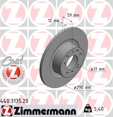 Zimmermann 440.3135.20 - Тормозной диск parts5.com