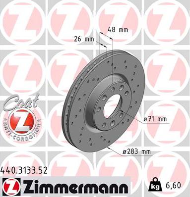 Zimmermann 440.3133.52 - Тормозной диск parts5.com