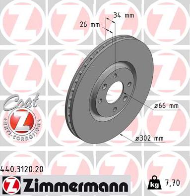 Zimmermann 440.3120.20 - Тормозной диск parts5.com