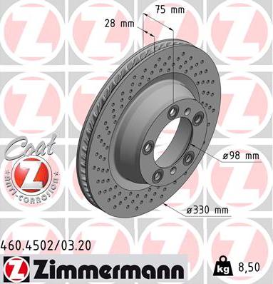 Zimmermann 460.4502.20 - Тормозной диск parts5.com