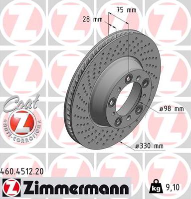 Zimmermann 460.4512.20 - Тормозной диск parts5.com