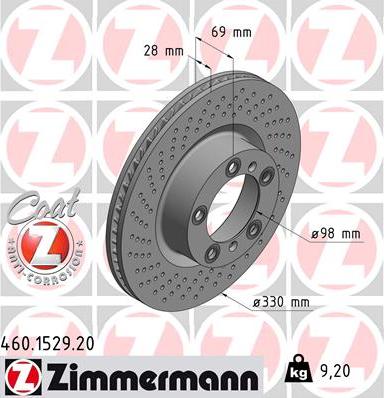 Zimmermann 460.1529.20 - Тормозной диск parts5.com