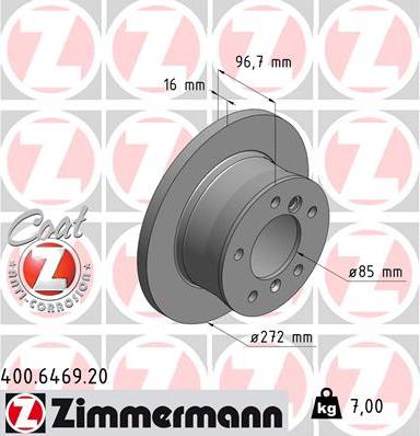 Zimmermann 400.6469.20 - Тормозной диск parts5.com