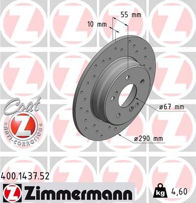 Zimmermann 400.1437.52 - Тормозной диск parts5.com