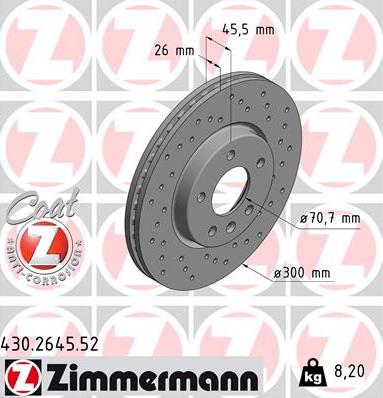 Zimmermann 430.2645.52 - Тормозной диск parts5.com