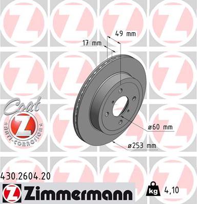 Zimmermann 430.2604.20 - Тормозной диск parts5.com