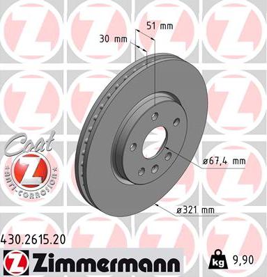 Zimmermann 430.2615.20 - Тормозной диск parts5.com