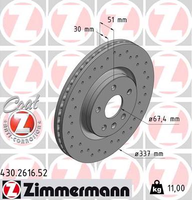 Zimmermann 430.2616.52 - Тормозной диск parts5.com