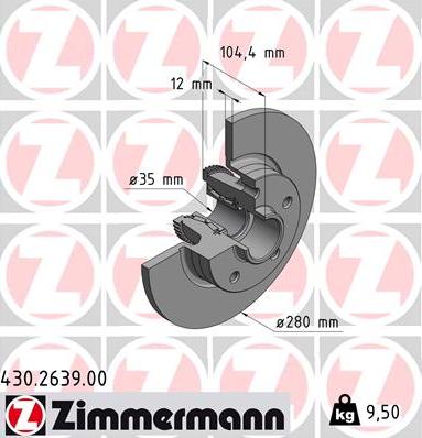 Zimmermann 430.2639.00 - Тормозной диск parts5.com