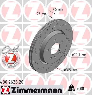 Zimmermann 430.2635.20 - Тормозной диск parts5.com