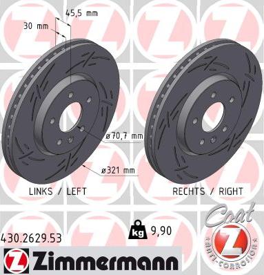 Zimmermann 430.2629.53 - Тормозной диск parts5.com