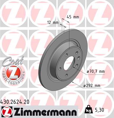 Zimmermann 430.2624.20 - Тормозной диск parts5.com