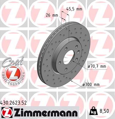 Zimmermann 430.2623.52 - Тормозной диск parts5.com