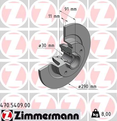 Zimmermann 470.5409.00 - Тормозной диск parts5.com