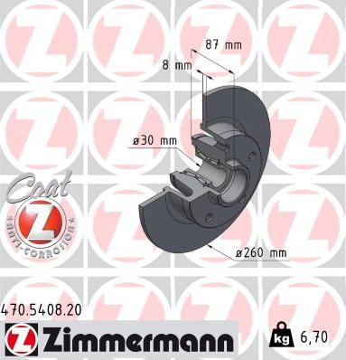 Zimmermann 470.5408.20 - Тормозной диск parts5.com