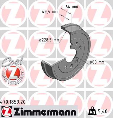 Zimmermann 470.1859.20 - Тормозной барабан parts5.com