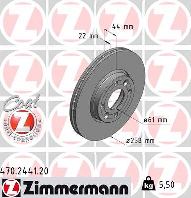 Zimmermann 470.2441.20 - Тормозной диск parts5.com