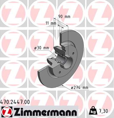 Zimmermann 470.2447.00 - Тормозной диск parts5.com