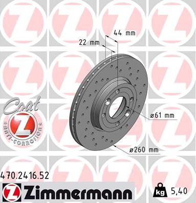 Zimmermann 470.2416.52 - Тормозной диск parts5.com