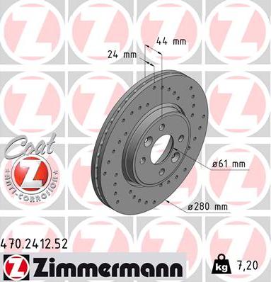 Zimmermann 470.2412.52 - Тормозной диск parts5.com