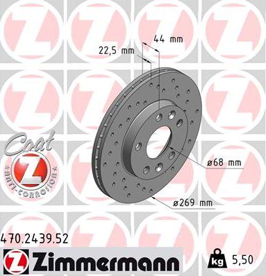 Zimmermann 470.2439.52 - Тормозной диск parts5.com